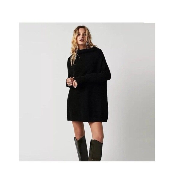 Free People Black Turtleneck Sweater Dress - Picture 1 of 5